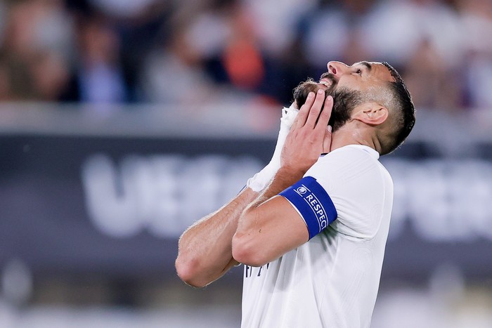 HELSINKI, FINLAND - AUGUST 10: Karim Benzema of Real Madrid 
 during the UEFA Super Cup   match between Real Madrid v Eintracht Frankfurt at the Olympic Stadium Helsinki on August 10, 2022 in Helsinki Finland (Photo by David S. Bustamante/Soccrates/Getty Images)