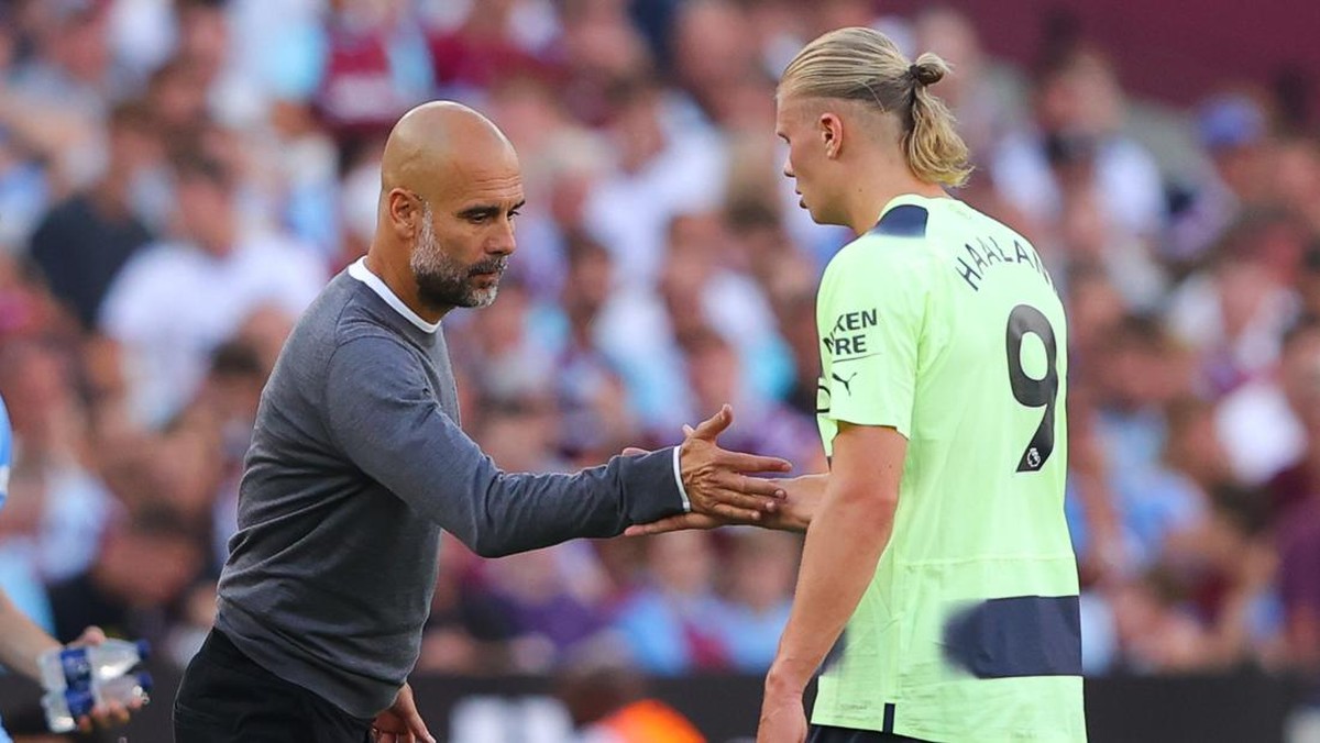 Pep Guardiola  terkesan dengan kerendahan hati Erling Haaland (Foto: Getty Images/James Gill - Danehouse)
