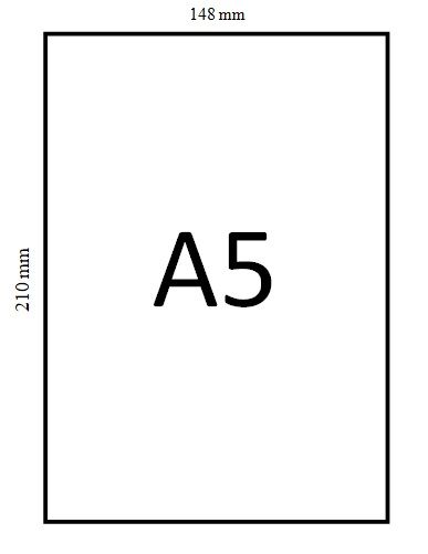 Ilustrasi ukuran kertas A5.