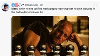 France Football sudah merilis 30 nominasi peraih Ballon dOr 2022. Secara mengejutkan, Messi tak masuk dalam daftar. (Foto: Twitter @chadculer)