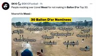Mungkin begini momen Messi menyaksikan berita kegagalannya masuk nominasi Ballon dOr, rebahan membawa rekor gelar bola emas terbanyak. (Foto: Twitter @SK10Football)