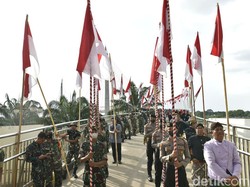 Sambut HUT RI, Jembatan Terpanjang di Jambi Dipasang 1.000 Bendera