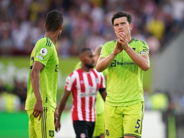 Manchester United's Harry Maguire reacts after the Premier League match at the Gtech Community Stadium, Brentford. Picture date: Saturday August 13, 2022. (Photo by John Walton/PA Images via Getty Images)