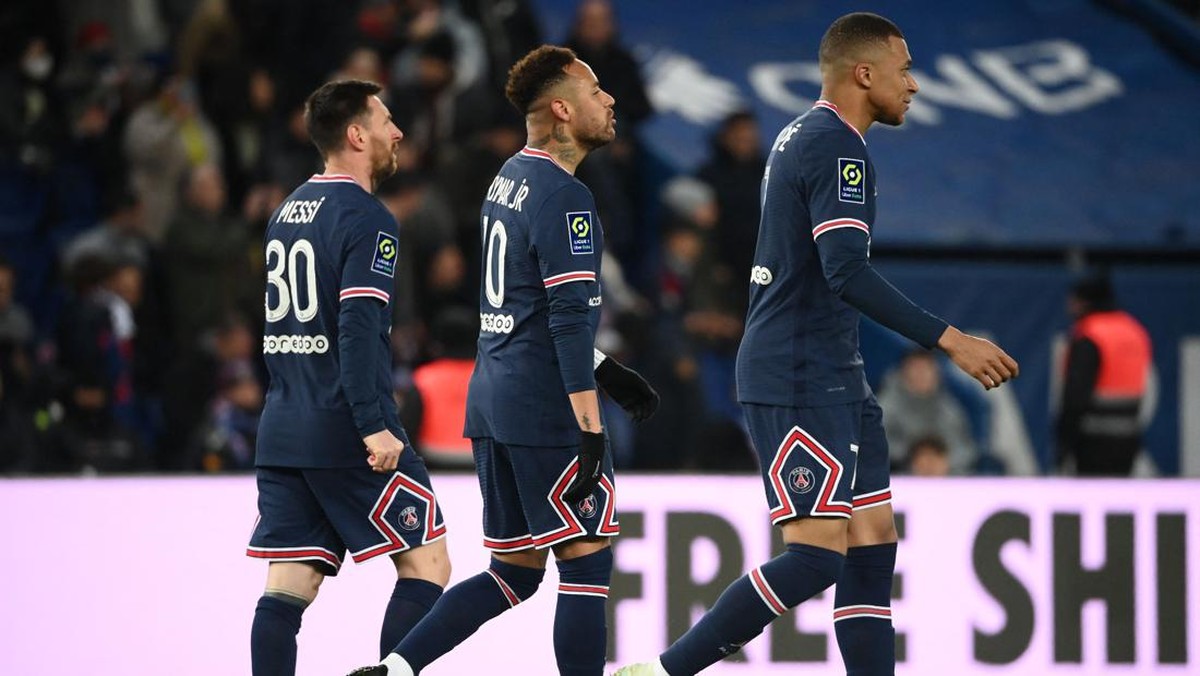 Trio Lionel Messi, Neymar, Kylian Mbappe. (Foto: AFP via Getty Images/FRANCK FIFE)