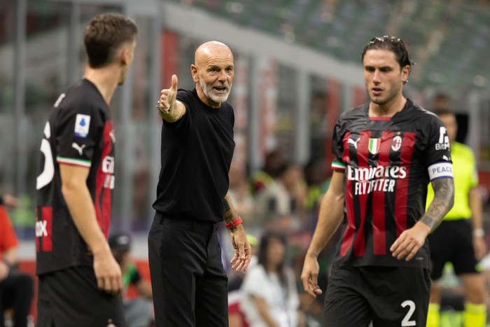 MILAN, ITALY - AUGUST 13: Stefano Pioli, Manager of AC Milan reacts during the Serie A match between AC MIlan and Udinese Calcio at Stadio Giuseppe Meazza on August 13, 2022 in Milan, Italy. (Photo by Emmanuele Ciancaglini/Ciancaphoto Studio/Getty Images)