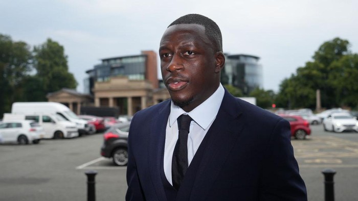 CHESTER, ENGLAND - AUGUST 15: Benjamin Mendy, a player for Manchester City, arrives for the first day of his trial at Chester Crown Court on August 15, 2022 in Chester, England. Mendy, is charged with eight counts of rape involving seven women between October 2018 and August 2021. Mendy was suspended by Man City after being charged by police. He denies all charges. (Photo by Christopher Furlong/Getty Images)