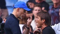 Tuchel tak senang karena Conte buang wajah saat bersalaman. (Foto: Getty Images/Marc Atkins)