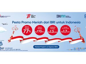 HUT RI Ke-77, BRI Gelar Promo Diskon-Cashback hingga Rp 1,3 Juta HUT RI Ke-77, BRI Gelar Promo Diskon-Cashback hingga Rp 1,3 Juta