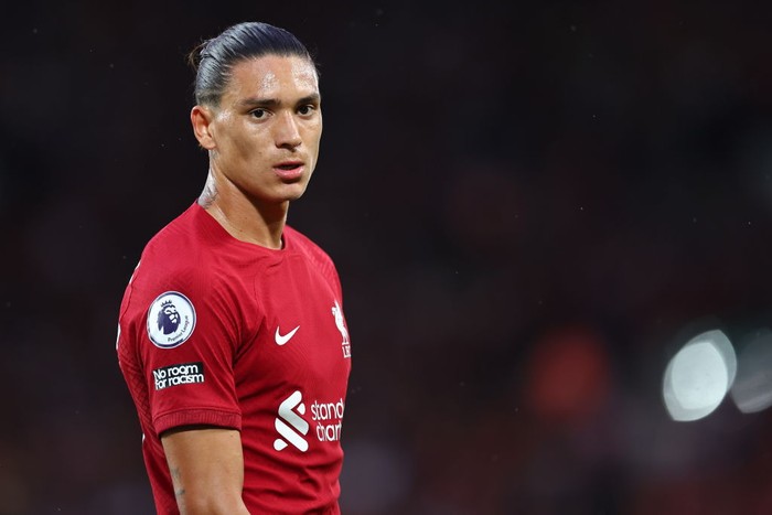 Darwin Nunez LIVERPOOL, ENGLAND - AUGUST 15: Darwin Nunez of Liverpool during the Premier League match between Liverpool FC and Crystal Palace at Anfield on August 15, 2022 in Liverpool, United Kingdom. (Photo by Robbie Jay Barratt - AMA/Getty Images)