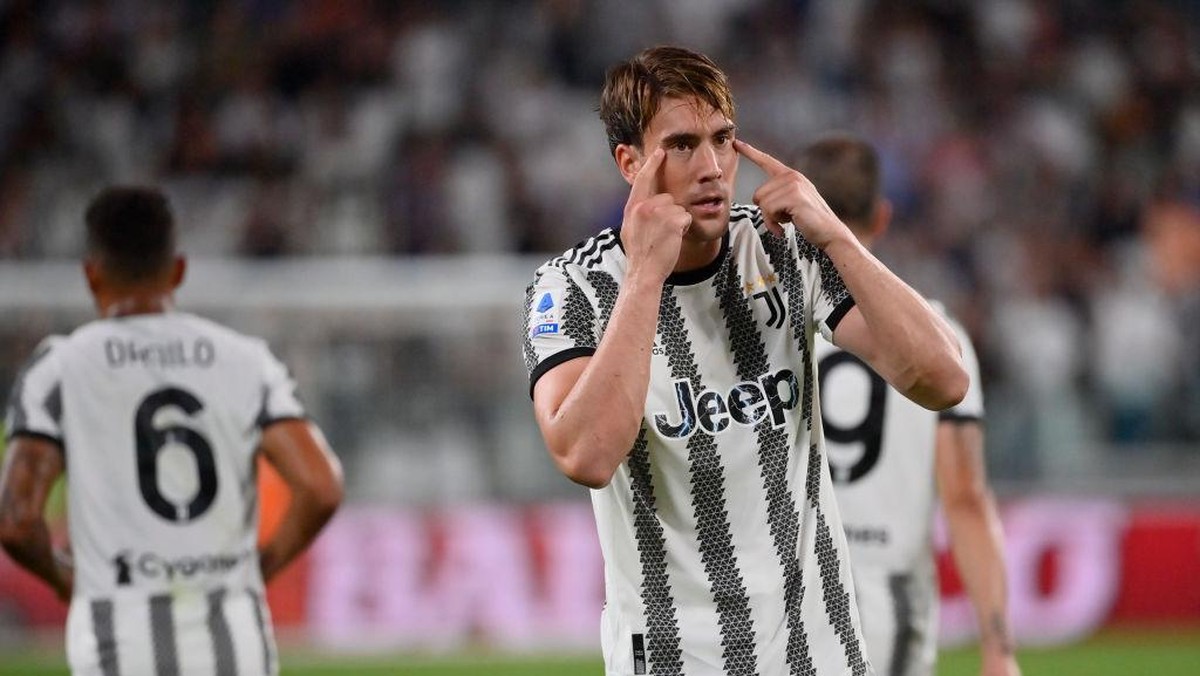 Selebrasi gol Dusan Vlahovic ke gawang Sassuolo. (Foto: Getty Images/Stefano Guidi)
