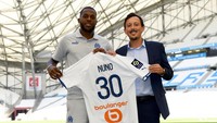 Pemain pinjaman dari Arsenal, Nuno Tavares, juga menyumbang gol untuk Marseille di pekan Liga 1. (Foto: AFP via Getty Images/SYLVAIN THOMAS)