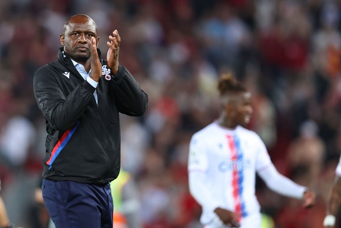 Patrick Vieira LIVERPOOL, ENGLAND - AUGUST 15: Patrick Vieira the head coach / manager of Crystal Palace at full time of the Premier League match between Liverpool FC and Crystal Palace at Anfield on August 15, 2022 in Liverpool, United Kingdom. (Photo by Robbie Jay Barratt - AMA/Getty Images)