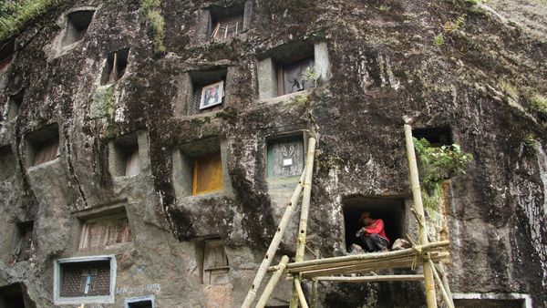 Begini Pembuatan Liang Kuburan Batu di Toraja