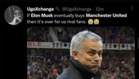 Tentu saja kabar Elon Musk membeli MU ini masih belum bisa dipastikan sungguhan atau tidak, ya. Jadi, silakan jika mau tertawa menanggapinya. (Foto: Twitter @UgoXchange)