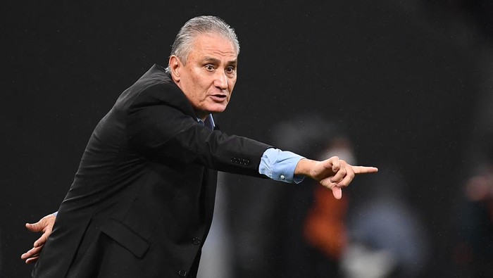 Brazils head coach Tite gestures during the friendly football match between Japan and Brazil at the National Stadium in Tokyo on June 6, 2022. (Photo by CHARLY TRIBALLEAU / AFP) (Photo by CHARLY TRIBALLEAU/AFP via Getty Images)