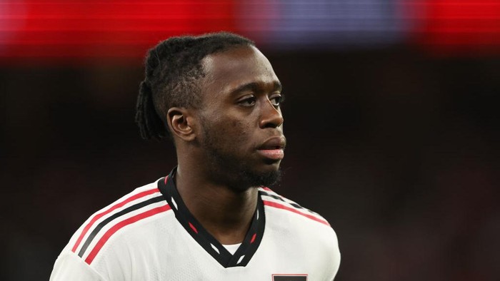 PERTH, AUSTRALIA - JULY 23: Aaron Wan-Bissaka of Manchester United during the Pre-Season Friendly match between Manchester United and Aston Villa at Optus Stadium on July 23, 2022 in Perth, Australia. (Photo by Matthew Ashton - AMA/Getty Images)