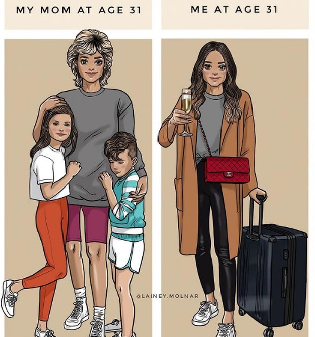 Ilustrasi ibu dan anak di usia 31 tahun/Foto: instagram/lainey.molnar Ilustrasi ibu dan anak di usia 31 tahun/Foto: instagram/lainey.molnar