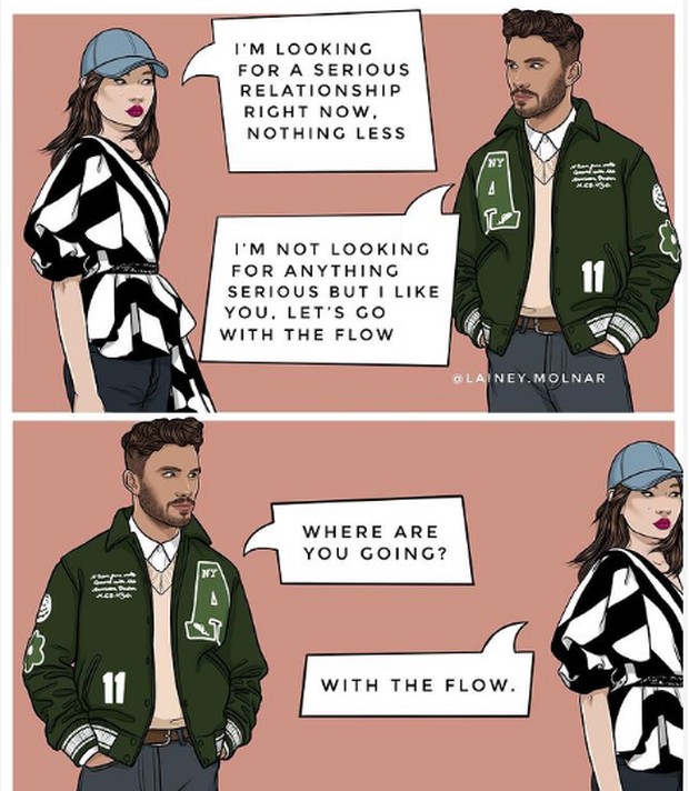 Ilustrasi ketika perempuan mencari pasangan serius/ Foto: instagram/lainey.molnar Ilustrasi ketika perempuan mencari pasangan serius/ Foto: instagram/lainey.molnar