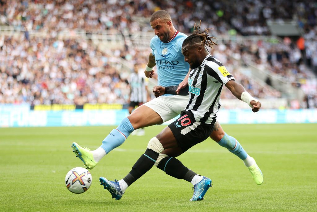 NEWCASTLE UPON TYNE, ENGLAND - AUGUST 06: Allan Saint-Maximin of Newcastle United during the Premier League match between Newcastle United and Nottingham Forest at St. James Park on August 06, 2022 in Newcastle upon Tyne, England. (Photo by Jan Kruger/Getty Images)