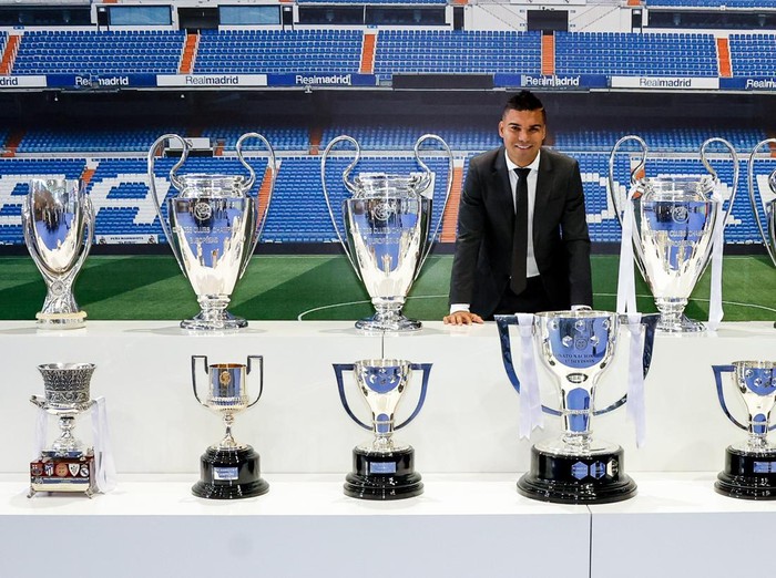 Casemiro MADRID, SPAIN - AUGUST 22: Carlos Casemiro at Real Madrid Tribute and Farewell to Carlos Casemiro at Estadio Santiago Bernabeu on August 22, 2022 in Madrid, Spain. (Photo by Helios de la Rubia/Real Madrid via Getty Images)