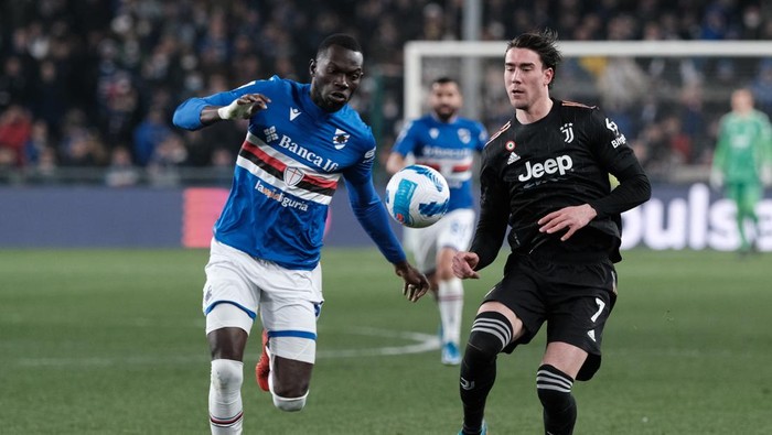 Dusan Vlahovic during Serie A match between Sampdoria v Juventus in Genova, on March 12, 2022 (Photo by Loris Roselli/NurPhoto via Getty Images)