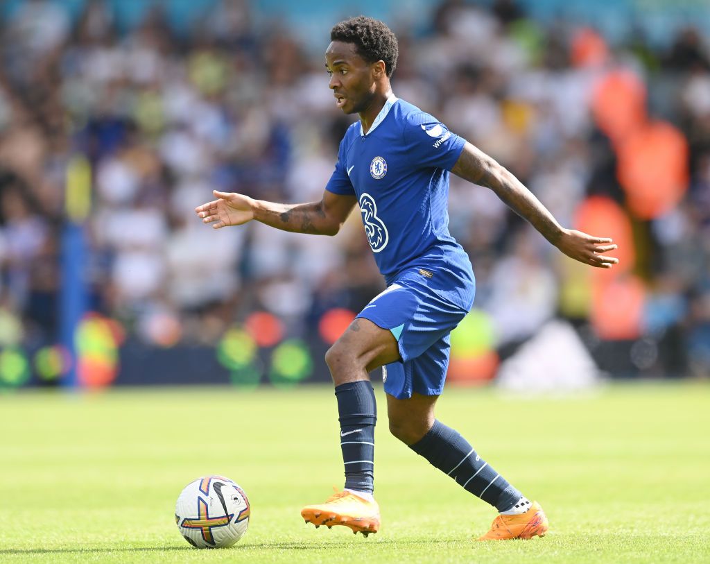 LONDON, ENGLAND - AUGUST 14: Raheem Sterling of Chelsea during the Premier League match between Chelsea FC and Tottenham Hotspur at Stamford Bridge on August 14, 2022 in London, United Kingdom. (Photo by Matthew Ashton - AMA/Getty Images)