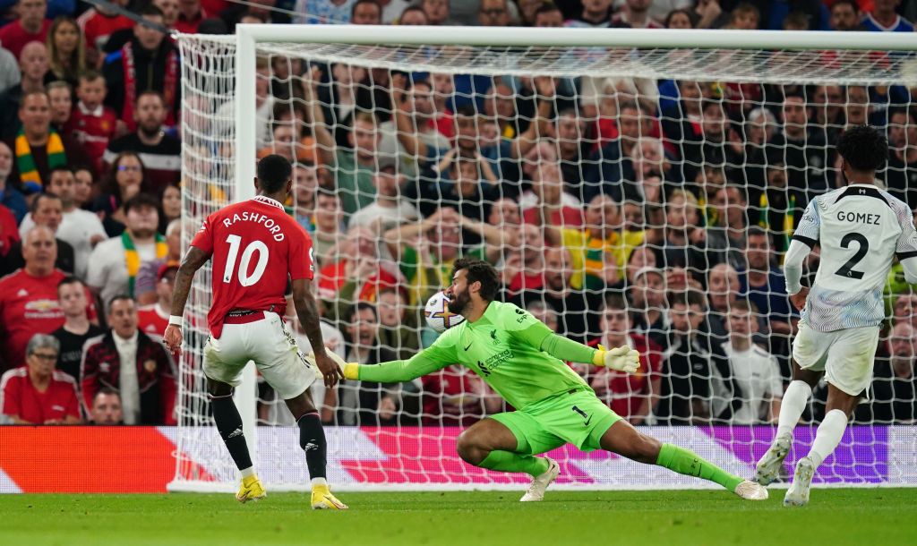 Manchester United's Marcus Rashford scores their side's second goal of the game during the Premier League match at Old Trafford, Manchester. Picture date: Monday August 22, 2022. (Photo by David Davies/PA Images via Getty Images)