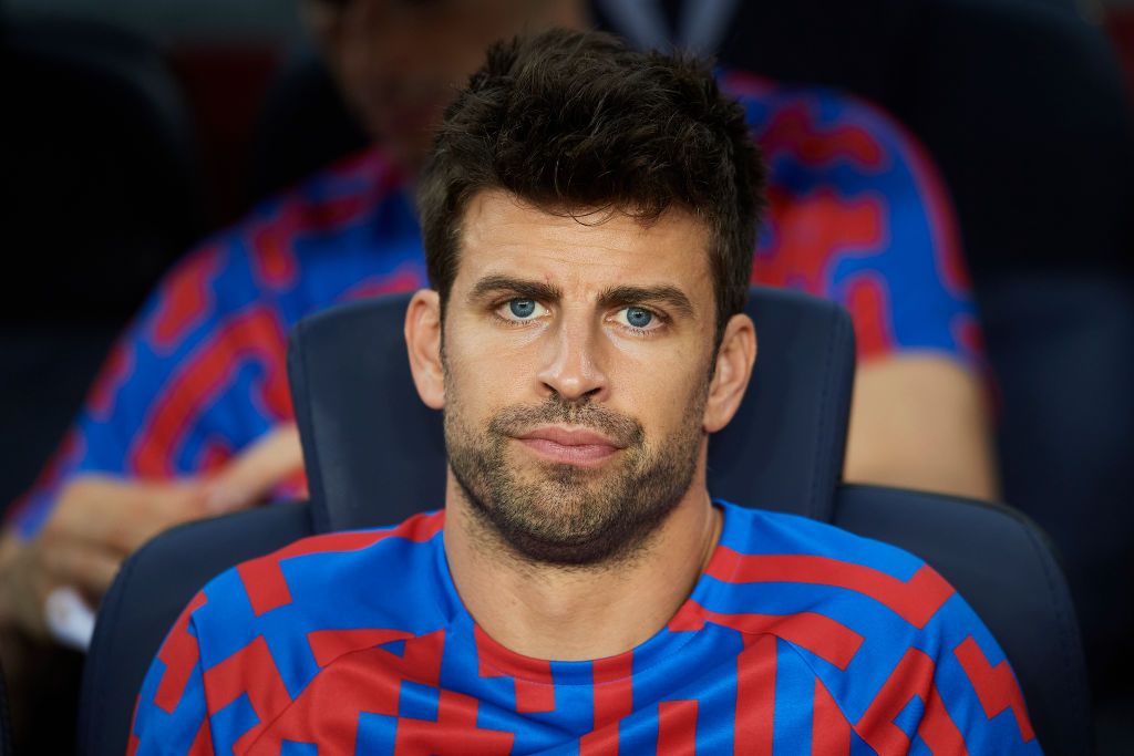 SAN SEBASTIAN, SPAIN - AUGUST 21: Gerard Pique of FC Barcelona looks on before the LaLiga Santander match between Real Sociedad and FC Barcelona at Reale Arena on August 21, 2022 in San Sebastian, Spain. (Photo by Ion Alcoba/Quality Sport Images/Getty Images)