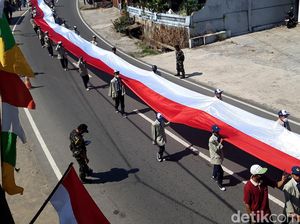 Meriah! Kirab Kebangsaan di Cepogo Boyolali, Ada Bendera Merah Putih 165 Meter