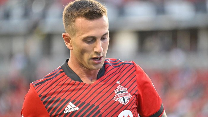 TORONTO, ON - AUGUST 17: Toronto FC forward Federico Bernardeschi (10) looks on after the whistle during the MLS regular season game between the New England Revaluation and Toronto FC on August 17, 2022, at BMO Field in Toronto, ON, Canada. (Photo by Gavin Napier/Icon Sportswire via Getty Images)