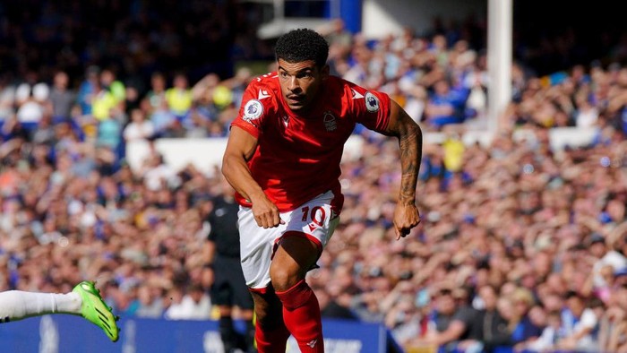 Nottingham Forests Morgan Gibbs-White during the Premier League match at Goodison Park, Liverpool. Picture date: Saturday August 20, 2022. (Photo by Peter Byrne/PA Images via Getty Images)