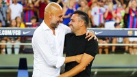 Dalam laga itu, akhirnya fans sepakbola melihat duel pelatih Xavi Hernandez vs Pep Guardiola! (Getty Images)