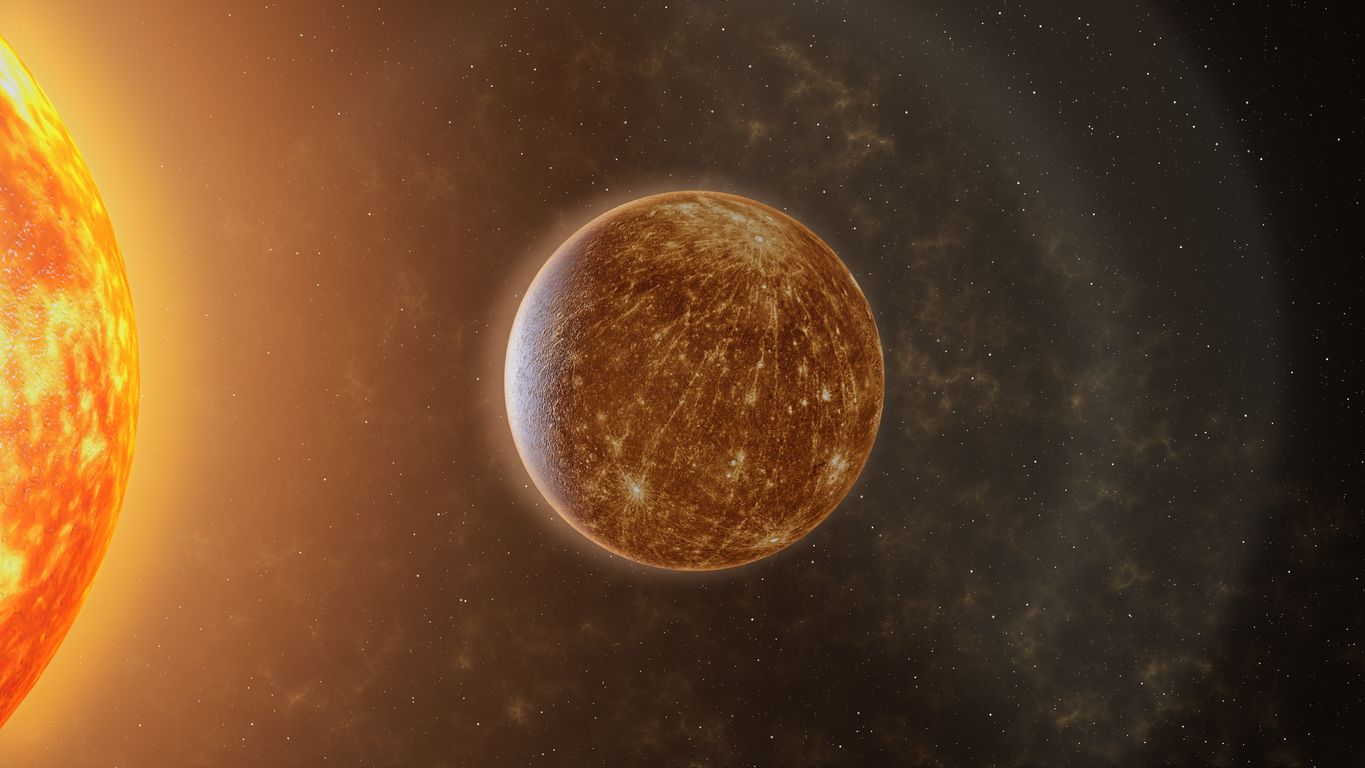 The western and eastern stretching of Mercury 3D representing the scene created and modeled in Adobe After Effects and the planet textures are taken from the official Solar System Scope website (https://www.solarsystemscope.com/textures/)