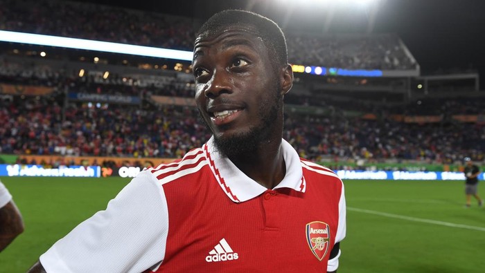 ORLANDO, FLORIDA - JULY 23: Nicolas Pepe of Arsenal after the Florida Cup match between Cheslea and Arsenal at Camping World Stadium on July 23, 2022 in Orlando, Florida. (Photo by David Price/Arsenal FC via Getty Images)