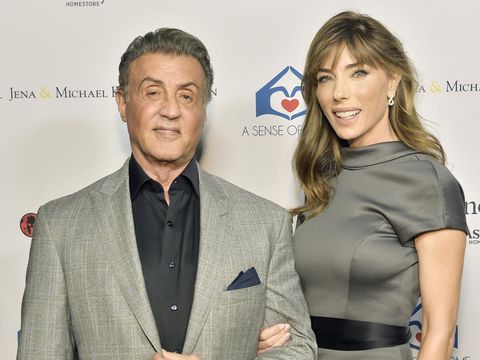 BEVERLY HILLS, CALIFORNIA - NOVEMBER 01: (L-R) Sistine Stallone, Scarlet Rose Stallone, Sylvester Stallone, Jennifer Flavin and Sophia Rose Stallone attend A Sense Of Home's First Ever Annual Gala - The Backyard Bowl at a Private Residence on November 01, 2019 in Beverly Hills, California. (Photo by Stefanie Keenan/Getty Images for A Sense of Home)