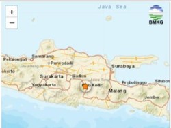 Guncangan Gempa Darat M 3,7 Kota Kediri Dirasakan 4 Detik
