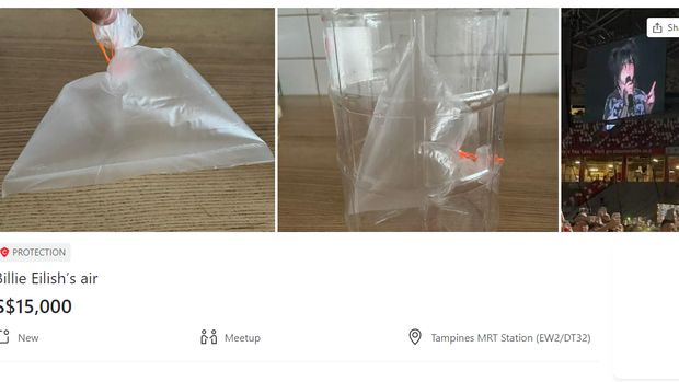 Kantong udara Billie Eilish dijual ratusan juta rupiah.