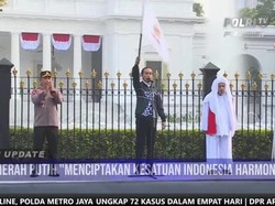 Jokowi Didampingi Kapolri-Habib Luthfi Lepas Kirab Merah Putih di Istana