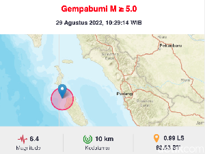 Gempa M 6,4 Guncang Mentawai, Sekolah dan Puskesmas Rusak Gempa M 6,4 Guncang Mentawai, Sekolah dan Puskesmas Rusak