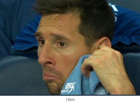Lionel Messi manyun saat diganti oleh Christopher Galtier.