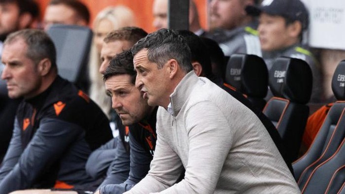 DUNDEE, SCOTLAND - AUGUST 28: Dundee Utd Manager Jack Ross during a cinch Premiership match between Dundee United and Celtic at Tannadice, on August 28, 2022, in Dundee, Scotland. (Photo by Craig Williamson/SNS Group via Getty Images)