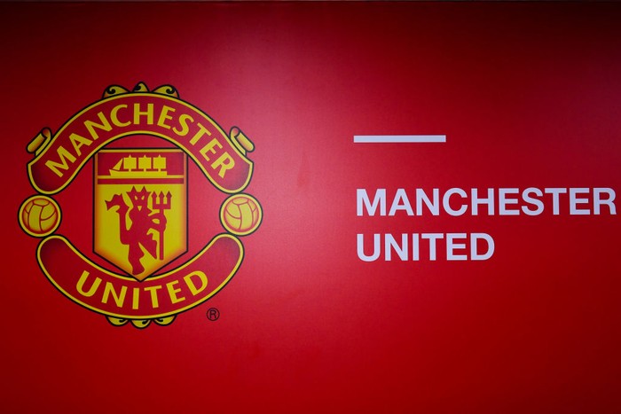 BANGKOK, THAILAND - JULY 12: Manchester Uniteds logo at the front of dressing room during the preseason friendly match between Liverpool and Machester United at Rajamangala Stadium on July 12, 2022 in Bangkok, Thailand. (Photo by Supakit Wisetanuphong/MB Media/Getty Images)