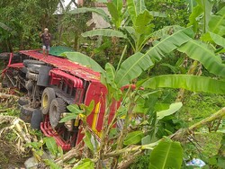 Hilang Kendali, Truk Tronton Terjun ke Jurang di Jembrana