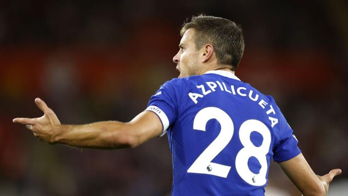 Chelseas Cesar Azpilicueta reacts during the Premier League match at St Marys Stadium, Southampton. Picture date: Tuesday August 30, 2022. (Photo by Steven Paston/PA Images via Getty Images)