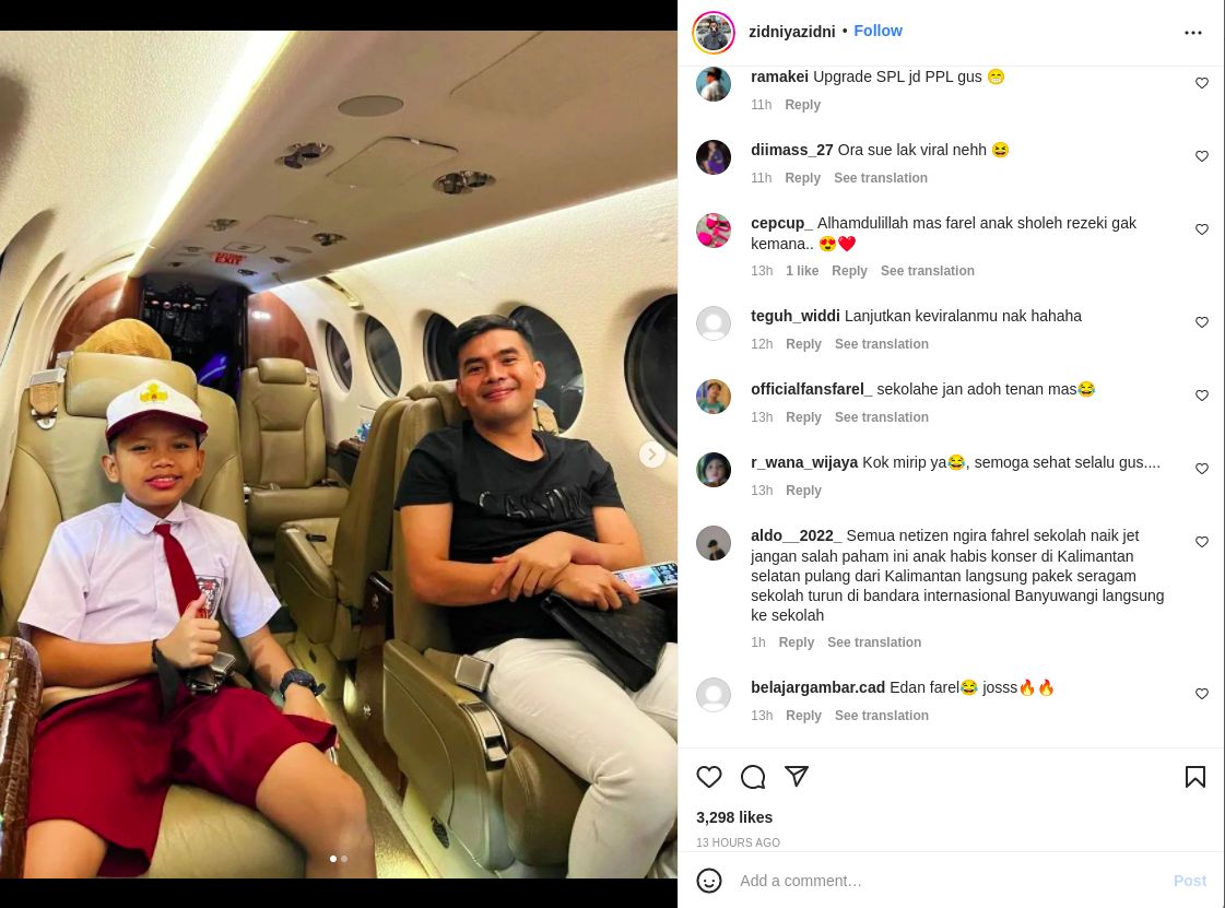 Farel Prayoga pergi ke sekolah naik jet pribadi