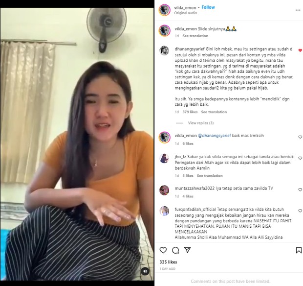 Klarifikasi Zavilda/Foto: Instagram/@vilda_emon Klarifikasi Zavilda/Foto: Instagram/@vilda_emon