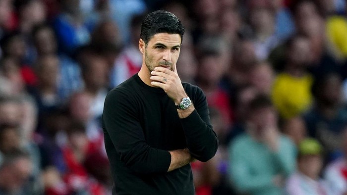 Arsenal manager Mikel Arteta watches play during the Premier League match at the Emirates Stadium, London. Picture date: Wednesday August 31, 2022. (Photo by Mike Egerton/PA Images via Getty Images)