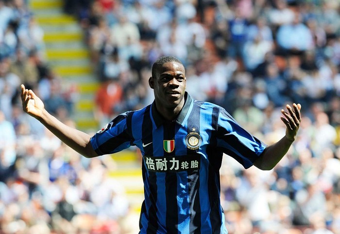 Mario Balotelli MILAN, ITALY - APRIL 27, 2008: Mario Balotelli of FC Inter Milan celebrates during the