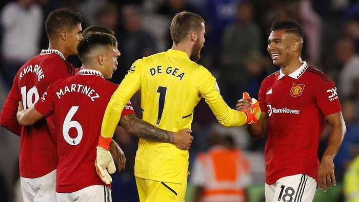 Manchester United meraih kemenangan 1-0 atas Leicester City di King Power Stadium, Jumat (2/9/2022) dini hari WIB. Gol tunggal dicetak oleh Jadon Sancho.