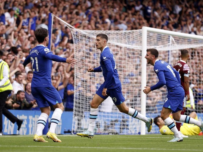 Chelseas Kai Havertz celebrates scoring their side's second goal of the game during the Premier League match at Stamford Bridge, London. Picture date: Saturday September 3, 2022. (Photo by Steven Paston/PA Images via Getty Images)